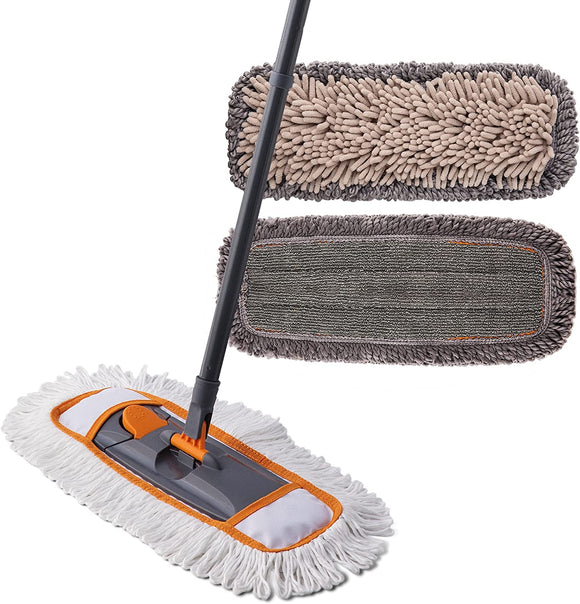 CLEANHOME Professional Microfiber Mop for Floor Cleaning, Stainless Steel Telescopic Handle